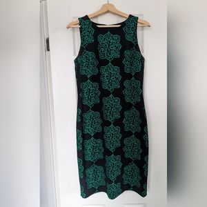 Nine West black and green print tank dress